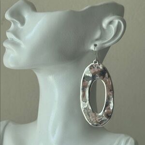 E&L Israel 925 Sterling Silver Oval Statement Electroform Earrings 3" long